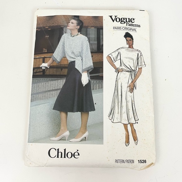 VTG Vogue Paris Original Chloé Uncut Sewing Pattern Skirt Top Size 14 / 8-16 - Picture 10 of 10